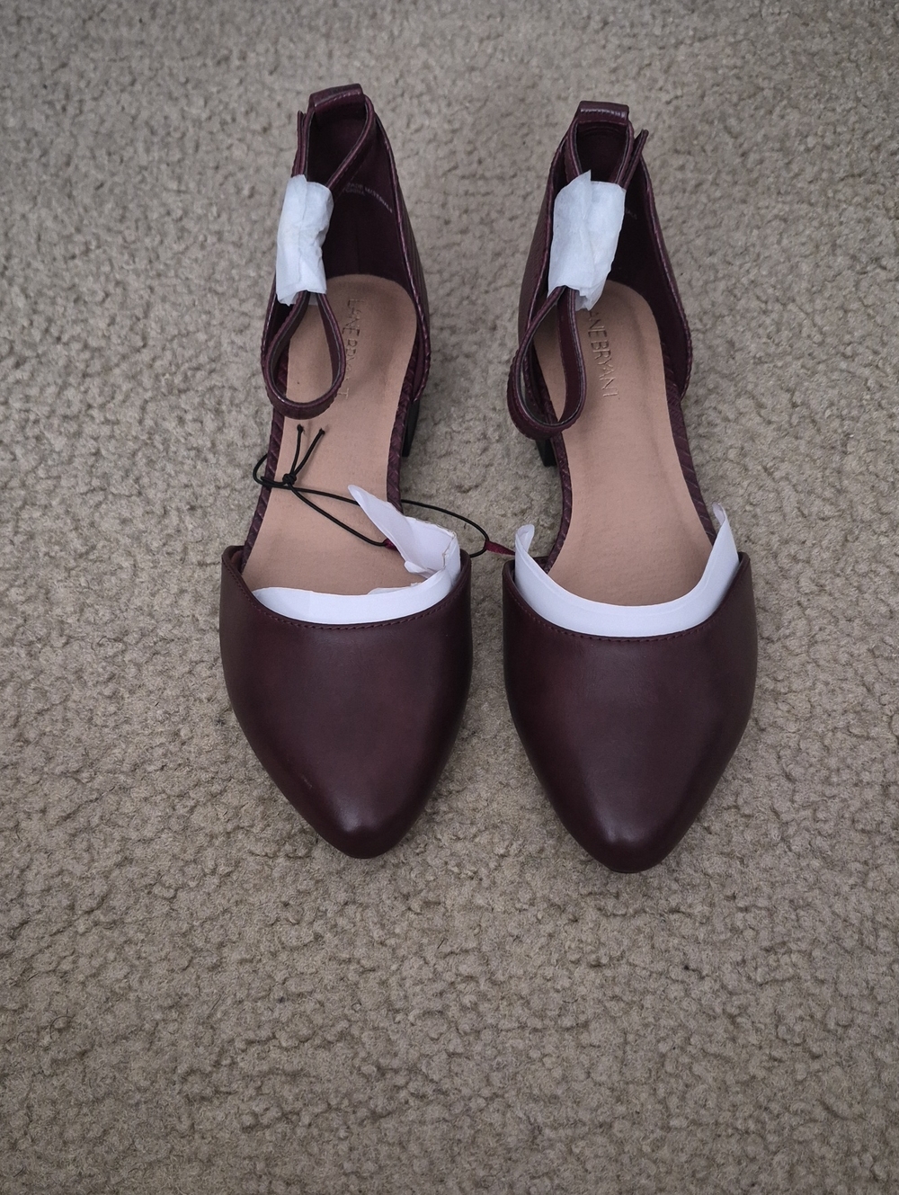 Lane Bryant Pointed Ankle-Strap Flats in Burgundy